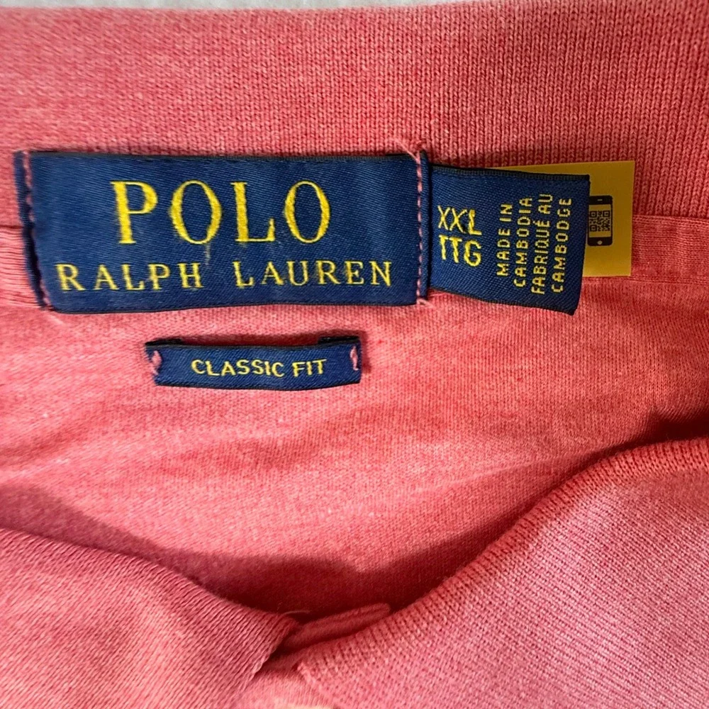 Polo Ralph Lauren Polo Shirt Mens 2XL Classic Fit Short Sleeve Salmon Pink
